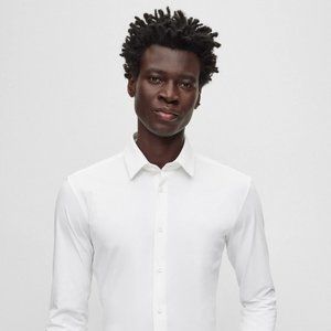 Hugo Boss Slim Fit Shirt in Performance Stretch Jersey white 37 14.5 small
